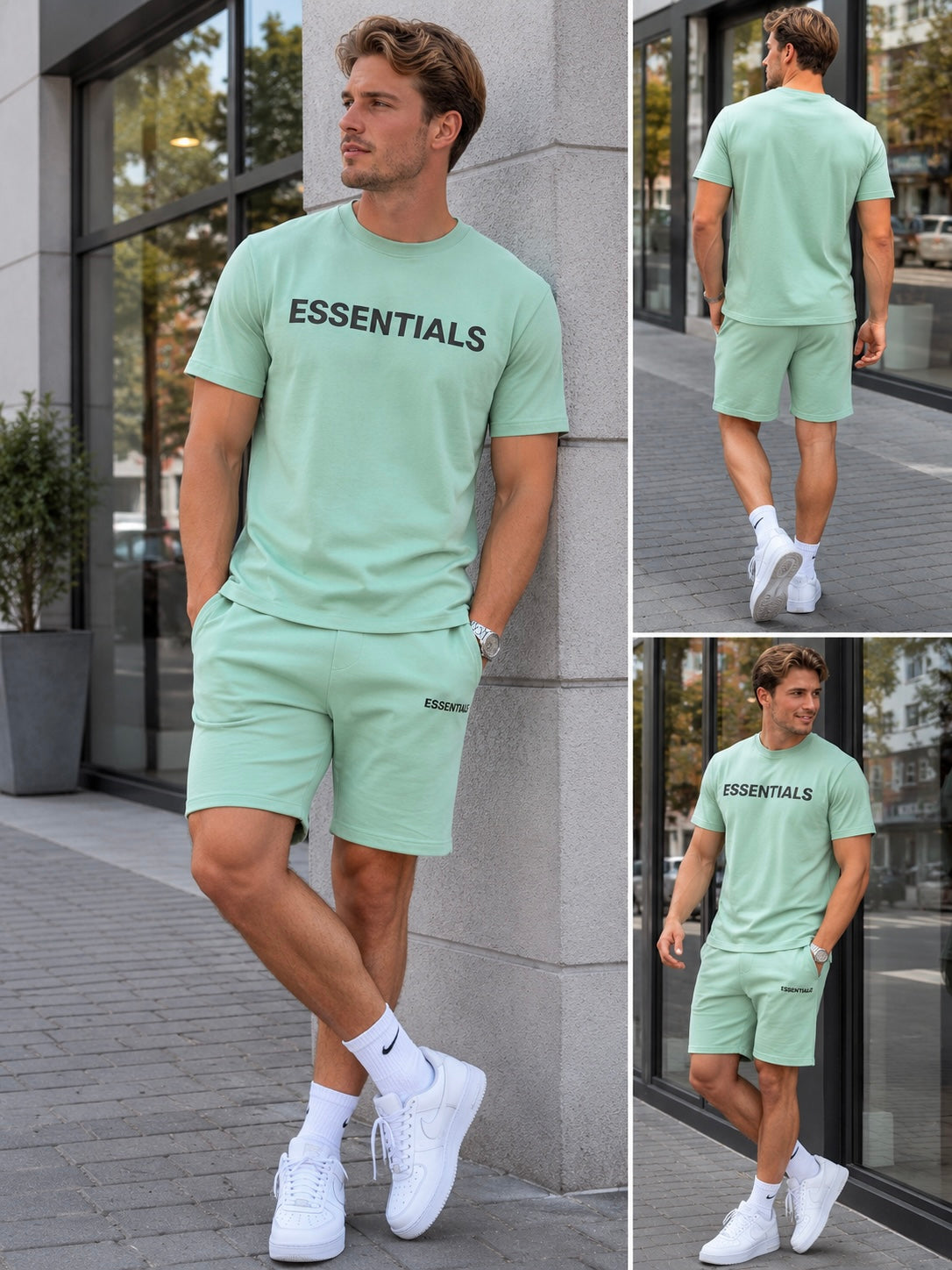 Herren Set Oberteil + Hose - ESSENTIALS GREEN SET