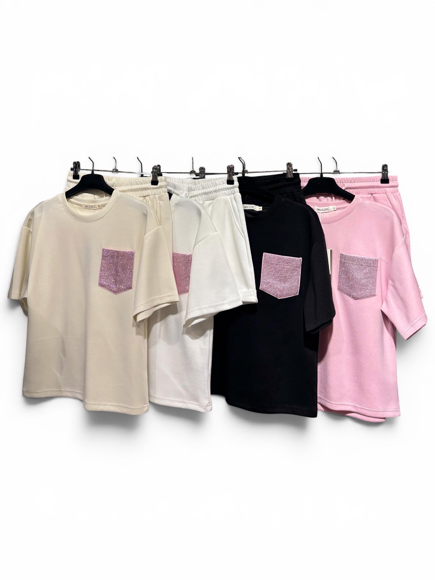 Damen Sommer Oberteil + Hose SET - GLITTER BAG SETS