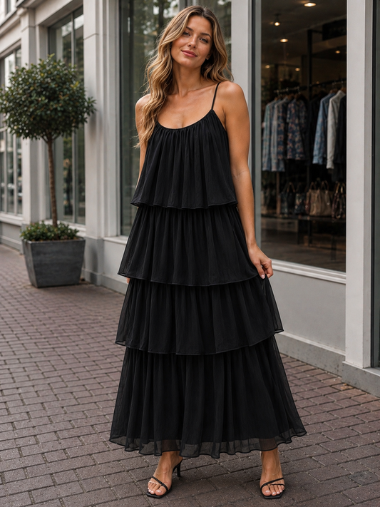 Damen Sommerkleid - VILA LAYER MAXI DRESS (Black)
