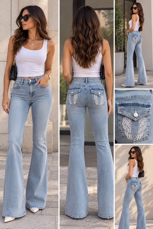 Y2K Flare Jeans - LIGHT BLUE WING