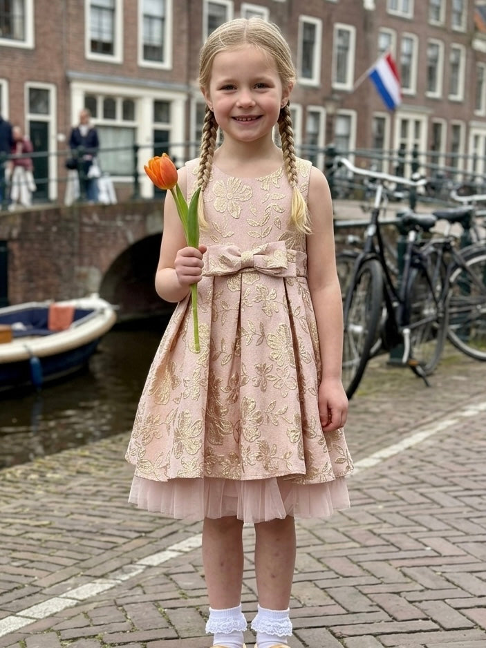 Kleid für Mädchen 2 - 12 Jahre Kinder - GISELLE GOLD JACQUARD DRESS